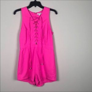Pink LoveRiche lace up romper